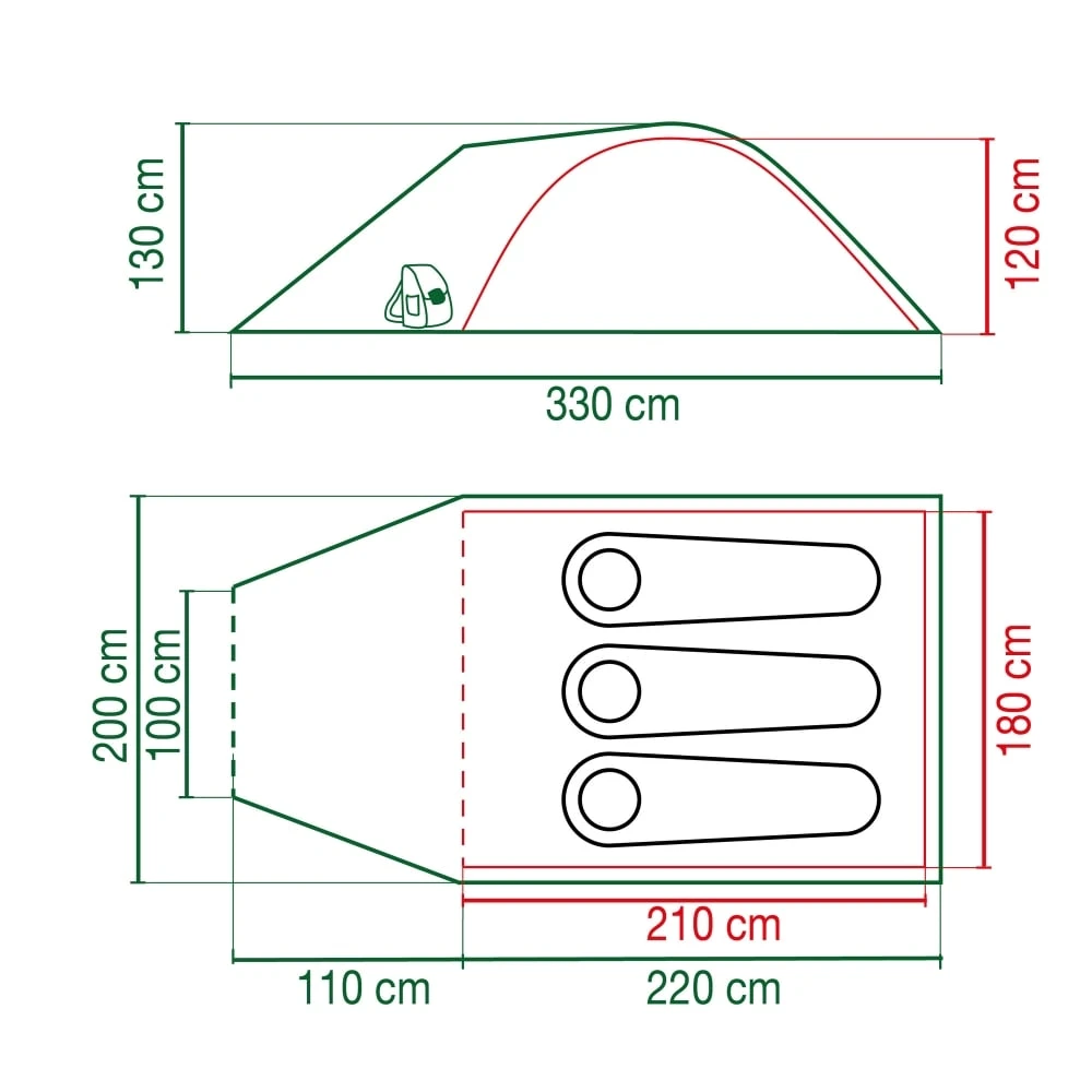 Coleman Darwin 3 Plus / 3 Persoons Tent - Groen 2 Coleman Darwin 3 Plus / 3 Persoons Tent - Groen - Afbeelding 2