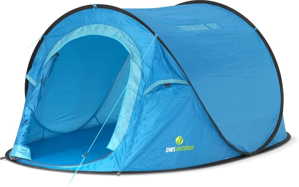 DWS Tornado 160 - 2 Persoons Tent Blauw 1 DWS Tornado 160 - 2 Persoons Tent Blauw