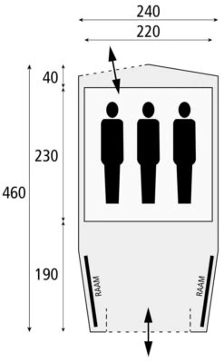Safarica Cabana Reef 240 - 3 Persoons Tent Grijs -Kampeerwereld 74798 safarica cabana reef 240 3 persoons tent