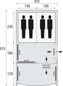 Safarica Pacific Reef 310 TC - 4 Persoons Tent Grijs -Kampeerwereld 74812 safarica pacific reef 310 tc 4 persoons tent