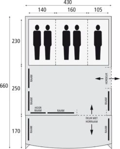 Safarica Pacific Reef 430 TC - 5 Persoons Tent Grijs -Kampeerwereld 74816 safarica pacific reef 430 tc 5 persoons tent