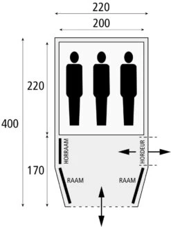 Safarica Blackhawk 220 TC / 3 Persoons Tent Beige -Kampeerwereld 76089 safarica blackhawk 220 tc 3 persoons tent