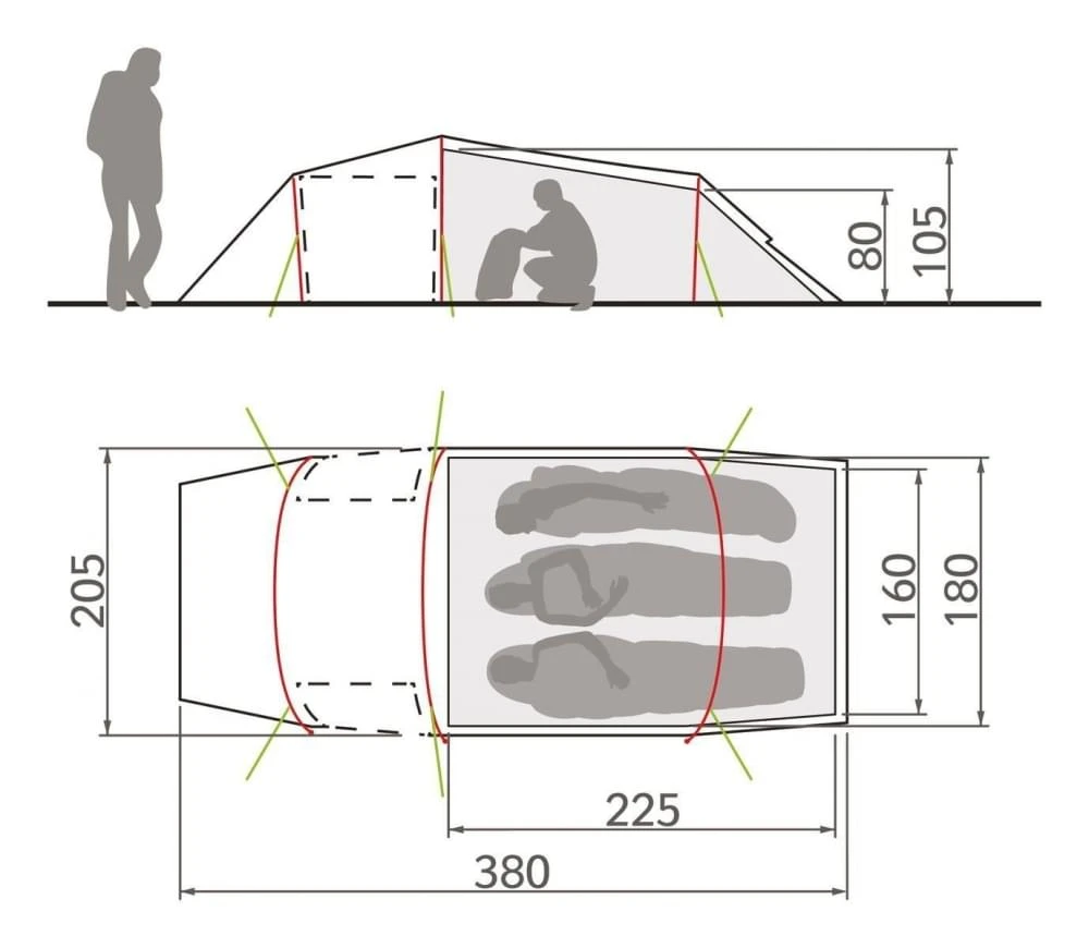 Vaude Arco XT 3P / 3 Persoons Tent Groen 3 Vaude Arco XT 3P / 3 Persoons Tent Groen - Afbeelding 3