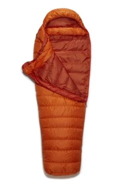 RAB Ascent 300 Long Mummy Slaapzak Dons Oranje -Kampeerwereld 83856 rab ascent 300 long mummy slaapzak dons