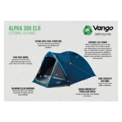 Vango Alpha 300 CLR / 3 Persoons Tent Blauw -Kampeerwereld 96958 vango alpha 300 clr 3 persoons tent