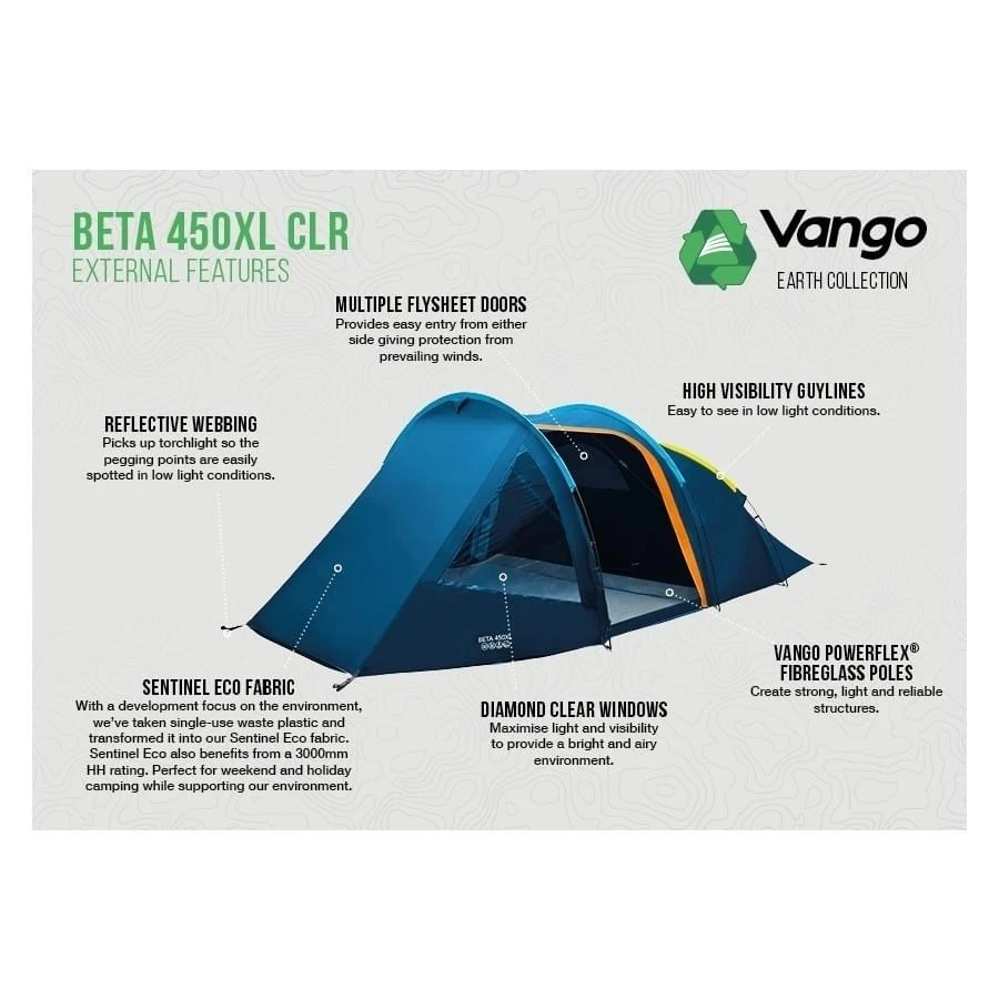 Vango Beta 450XL CLR / 4 Persoons Tent Blauw 3 Vango Beta 450XL CLR / 4 Persoons Tent Blauw - Afbeelding 3