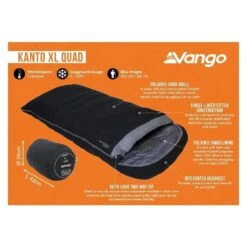 Vango Kanto XL Quad Deken Slaapzak Synthetisch Zwart -Kampeerwereld 96988 vango kanto xl quad flare slaapzak